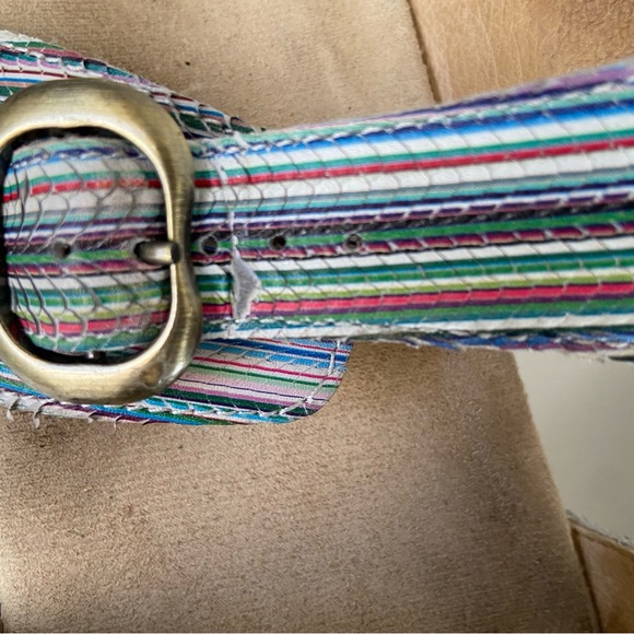 Dansko Sophie Sandals Heels Wedge Two Strap Buckle Multi Color Leather Comfort - Picture 4 of 9